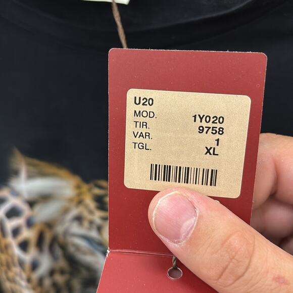 NWT Etro Black Short Sleeve Tee with Leopard hand painting Size XL - Picture 7 of 7